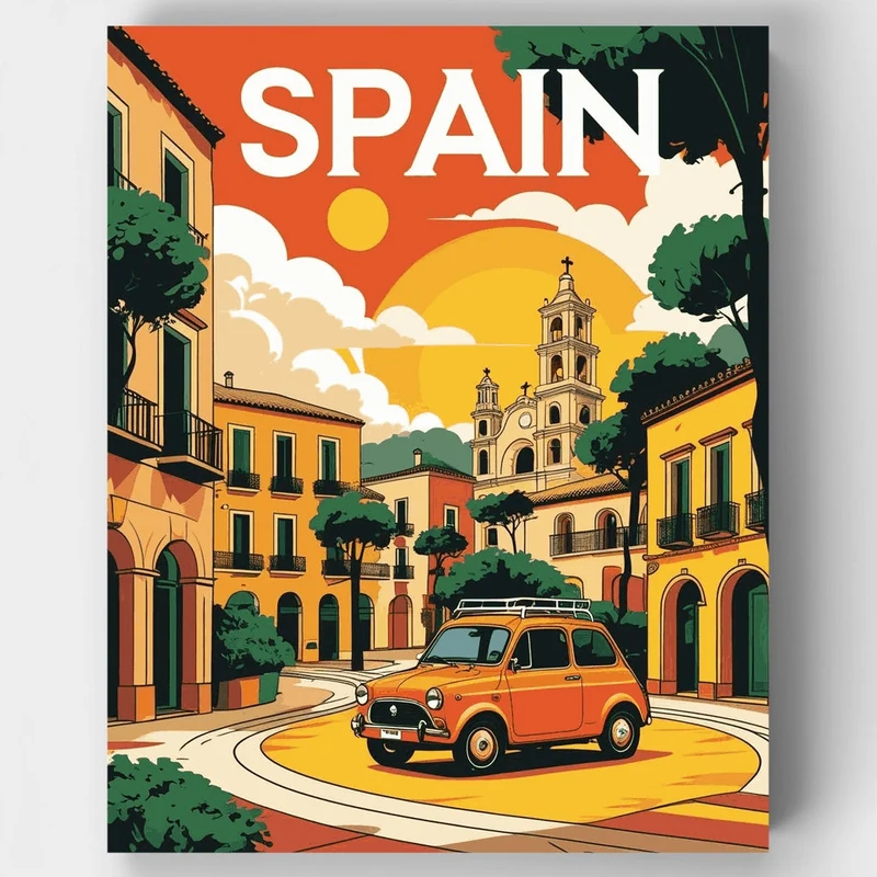 Spanish Village Square - Paint by Numbers Kit