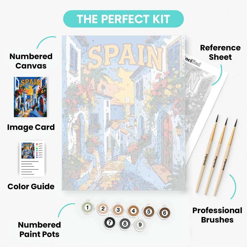 Spanish Coastal Village - Paint by Numbers Kit