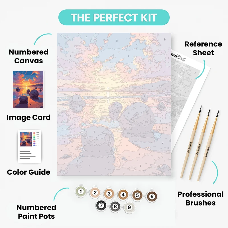 Moeraki Boulders Sunset - Paint by Numbers Kit