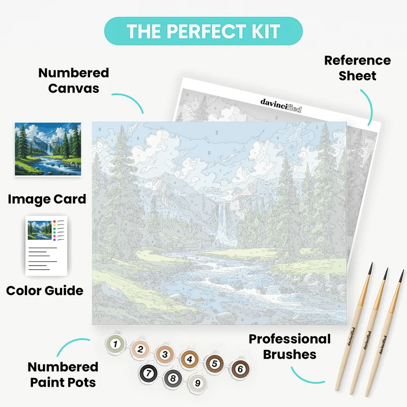 Mountain Waterfall Valley - Paint by Numbers Kit