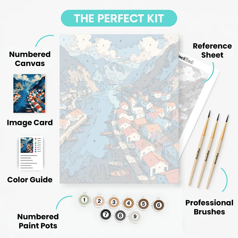 Norwegian Fjord Village - Paint by Numbers Kit