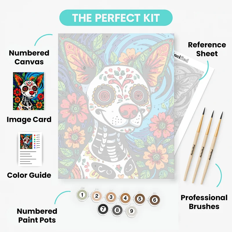 Day of the Dead Chihuahua - Paint by Numbers Kit