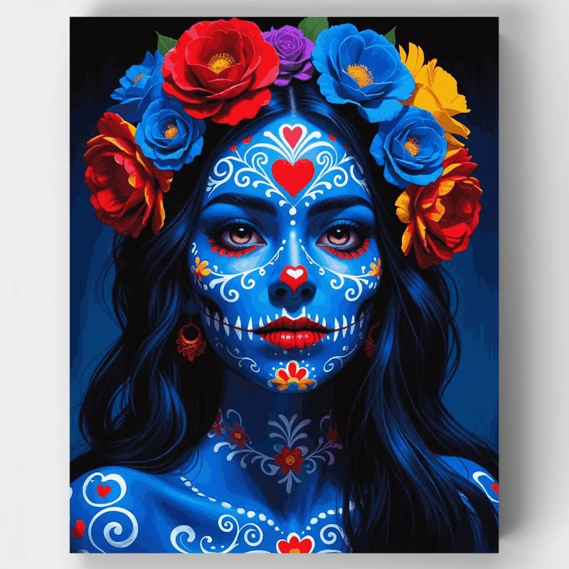 Blue Sugar Skull Catrina - Paint by Numbers Kit