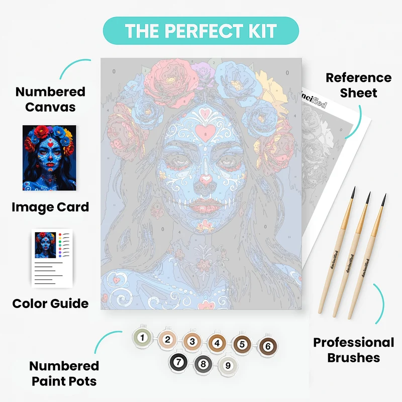 Blue Sugar Skull Catrina - Paint by Numbers Kit