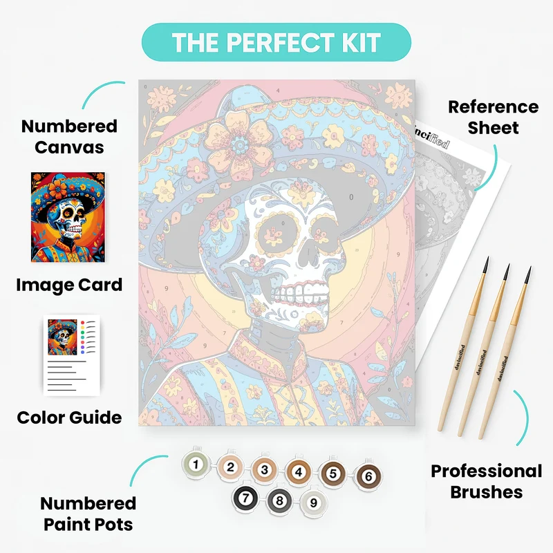 Mexican Mariachi Sugar Skull - Paint by Numbers Kit