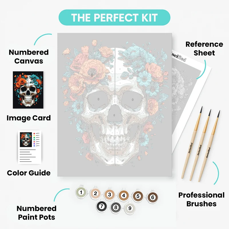 Floral Sugar Skull - Paint by Numbers Kit