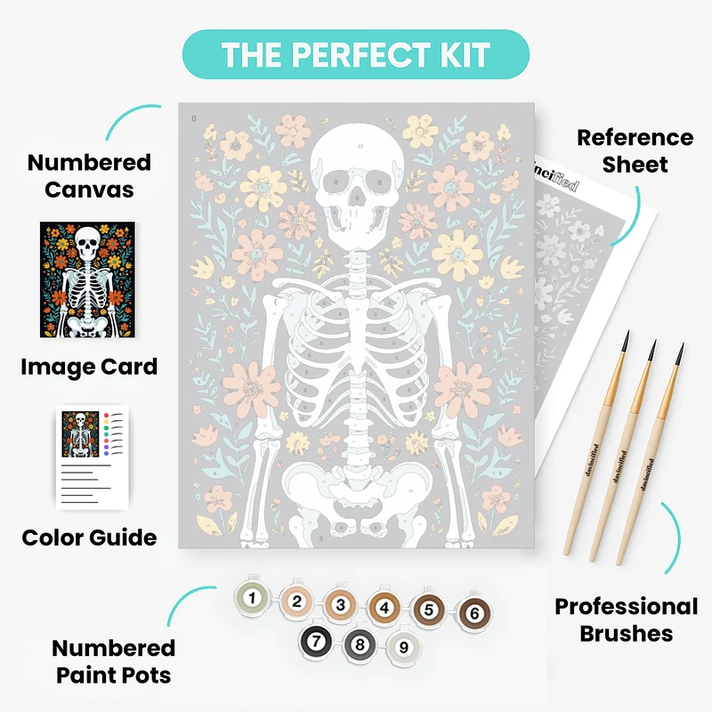 Day of the Dead Floral Skeleton - Paint by Numbers Kit
