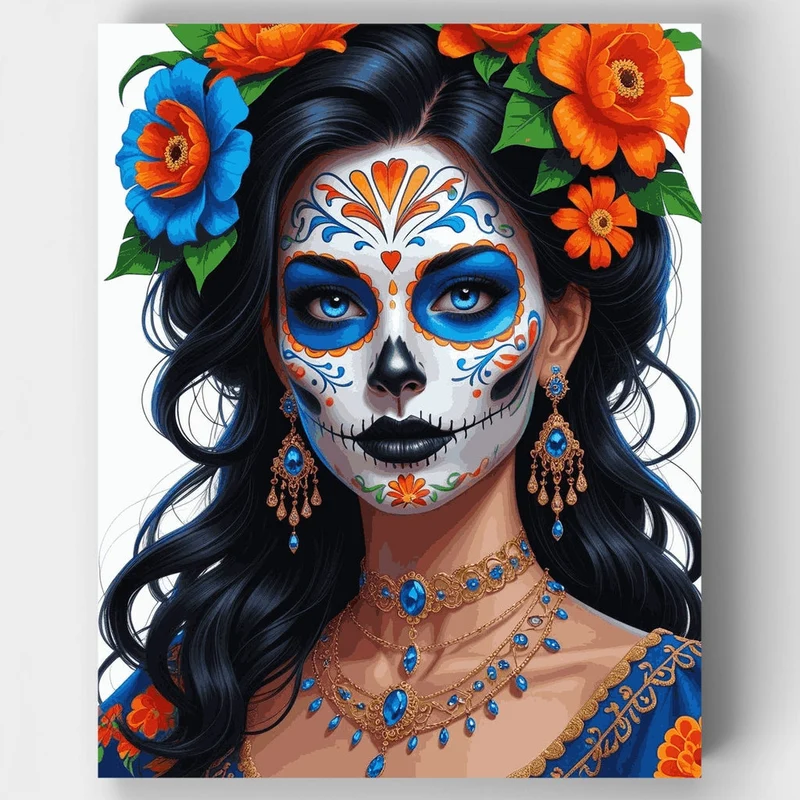 Day of the Dead Sugar Skull Woman - Paint by Numbers Kit