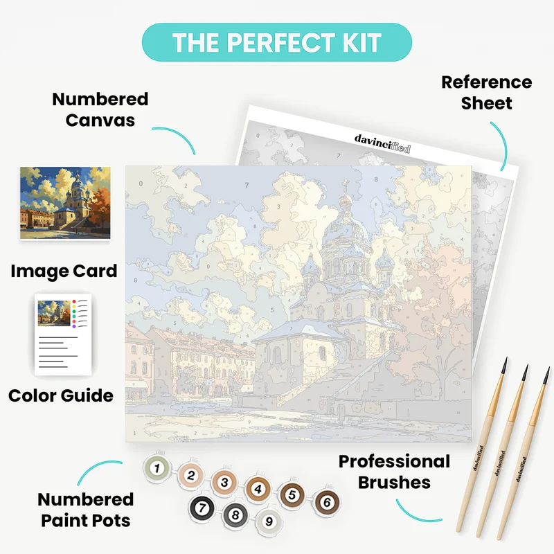 Ukrainian Orthodox Church Square - Paint by Numbers Kit