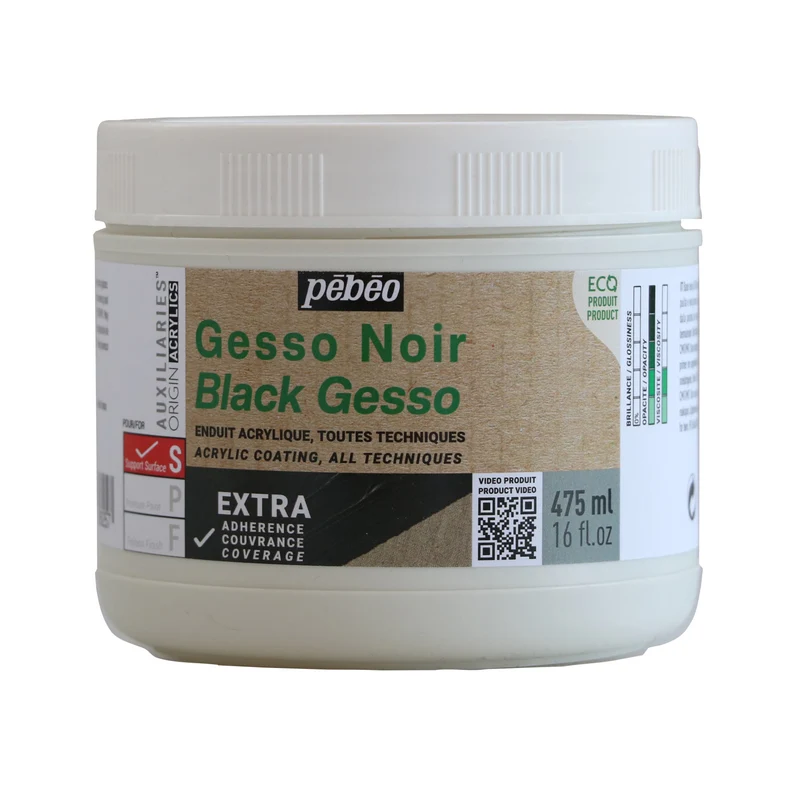 Pebeo Studio Acrylics черен акрилен гесо грунд 475 ml
