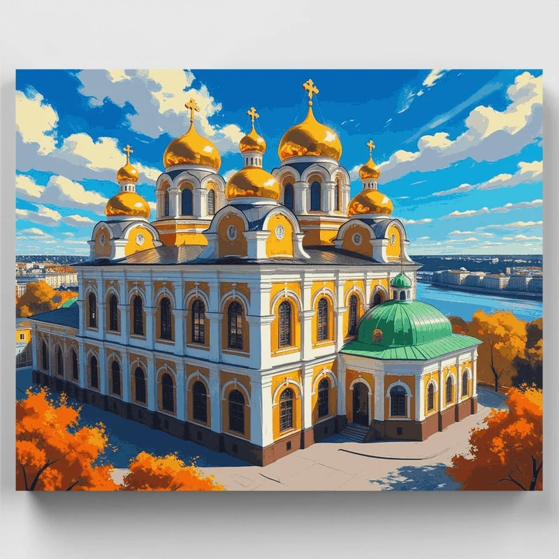 Golden Domed Orthodox Church - Paint by Numbers Kit