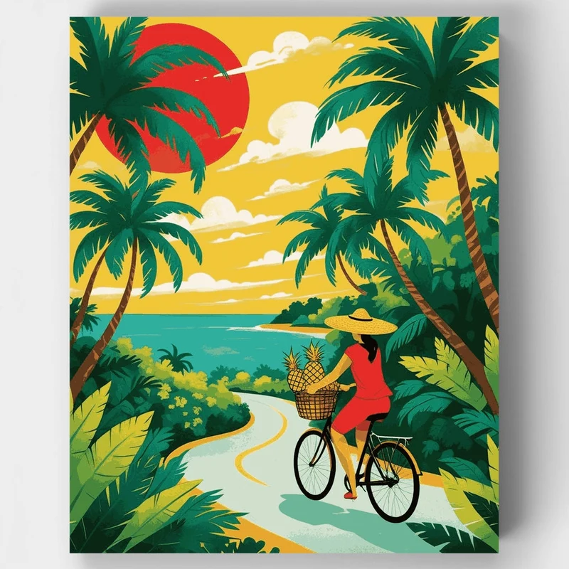 Tropical Paradise Cycling Adventure - Paint by Numbers Kit