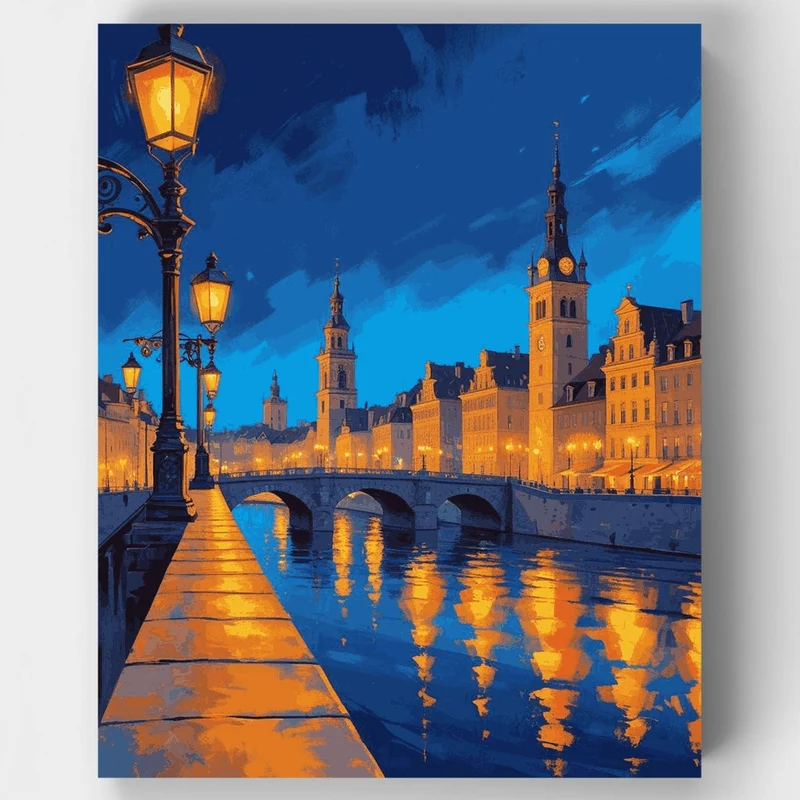 European Evening Cityscape - Paint by Numbers Kit