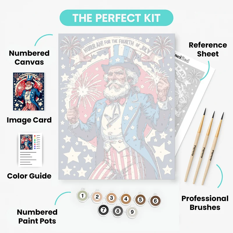 Uncle Sam Fourth of July Celebration - Paint by Numbers Kit