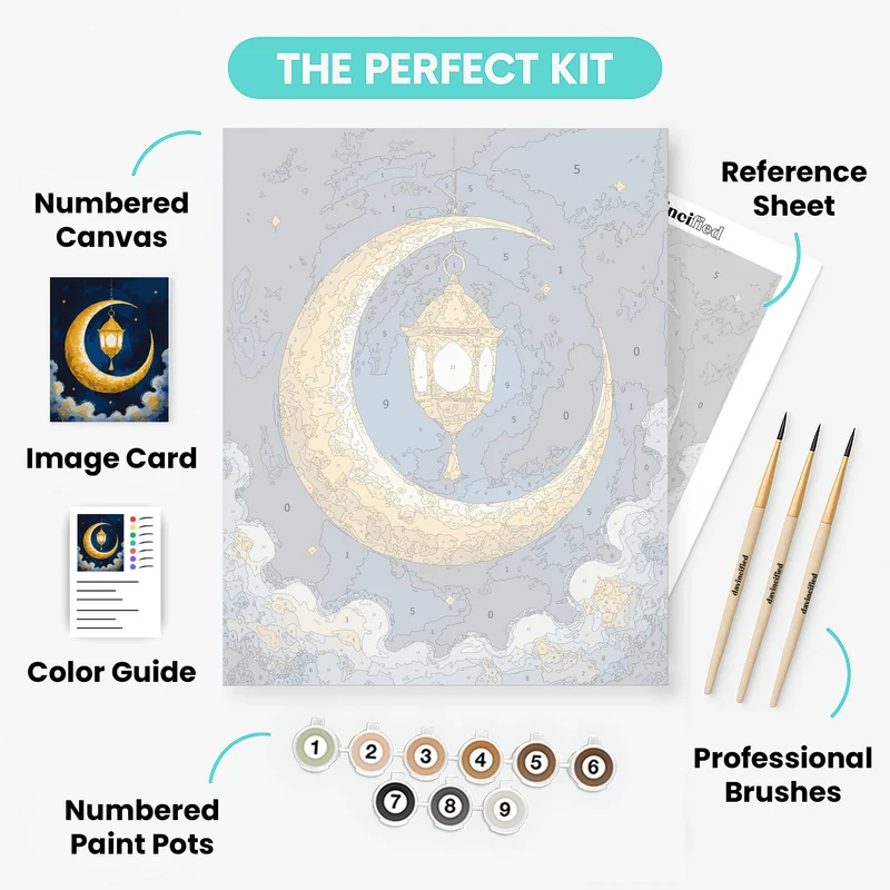 Golden Crescent Moon Lantern - Paint by Numbers Kit