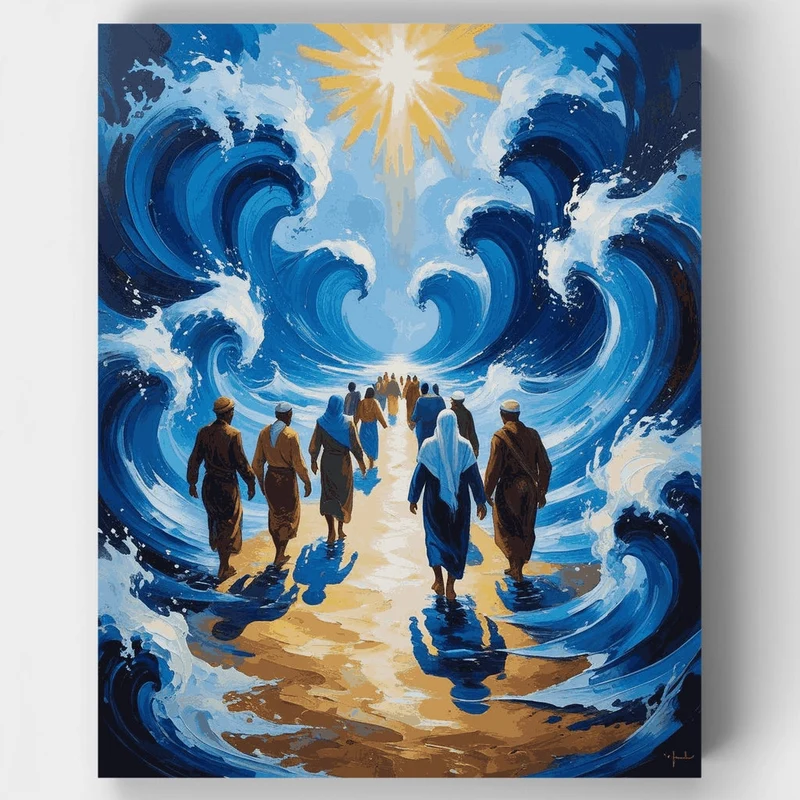 Moses Leading Through Parted Waters - Paint by Numbers Kit