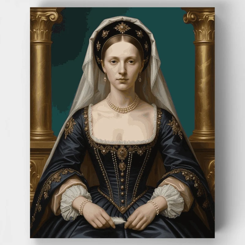 Tudor Court Lady in Royal Blue - Paint by Numbers Kit