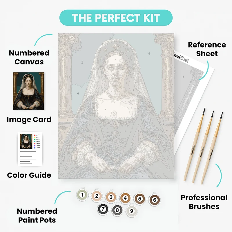 Tudor Court Lady in Royal Blue - Paint by Numbers Kit