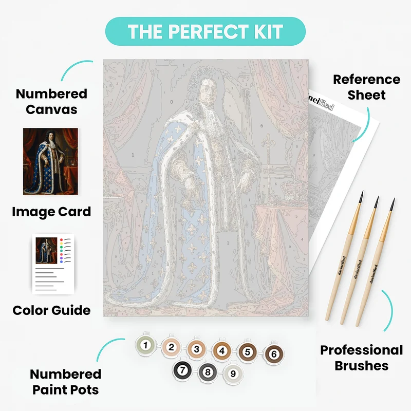 Royal Portrait in Blue Coronation Robes - Paint by Numbers Kit