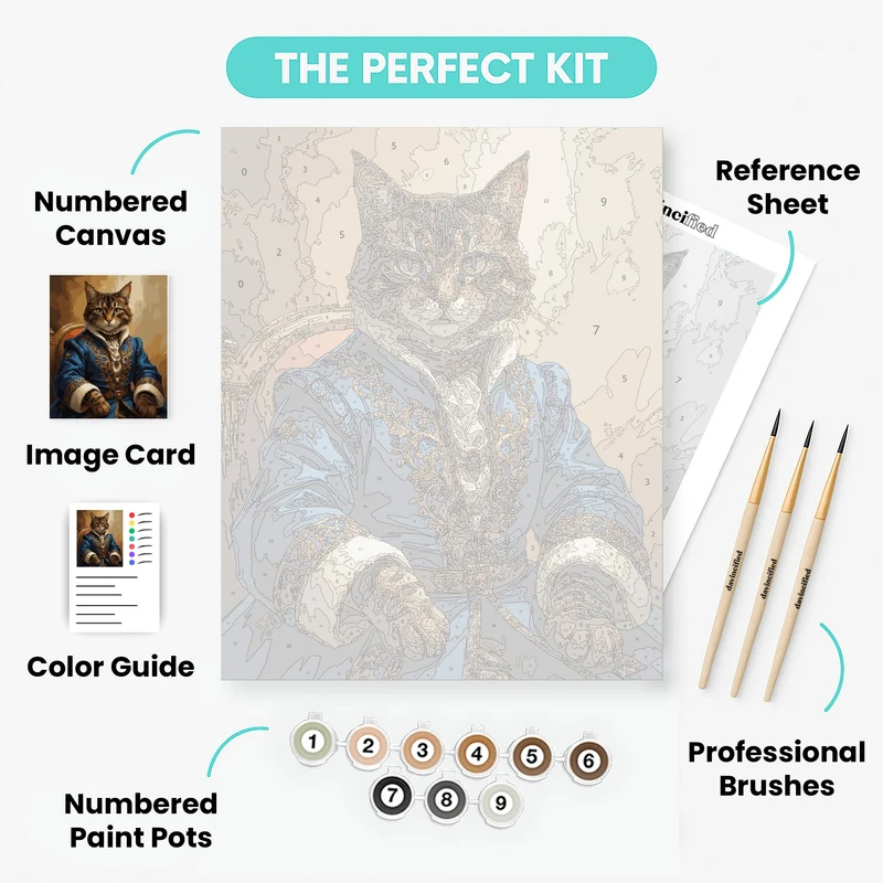 Royal Maine Coon Cat Portrait - Paint by Numbers Kit