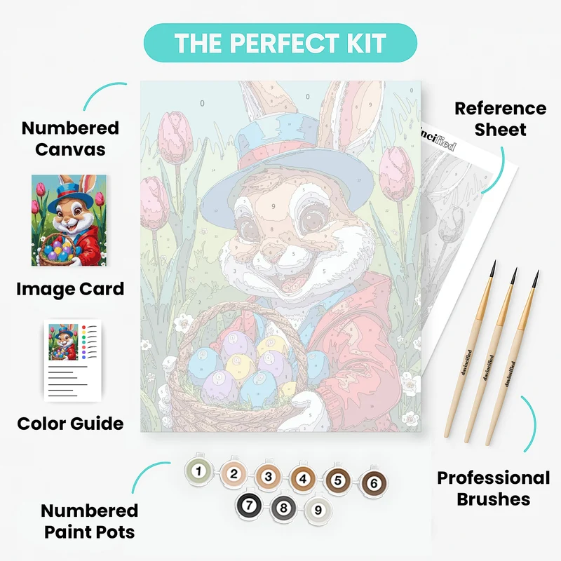 Easter Bunny with Colorful Eggs - Paint by Numbers Kit