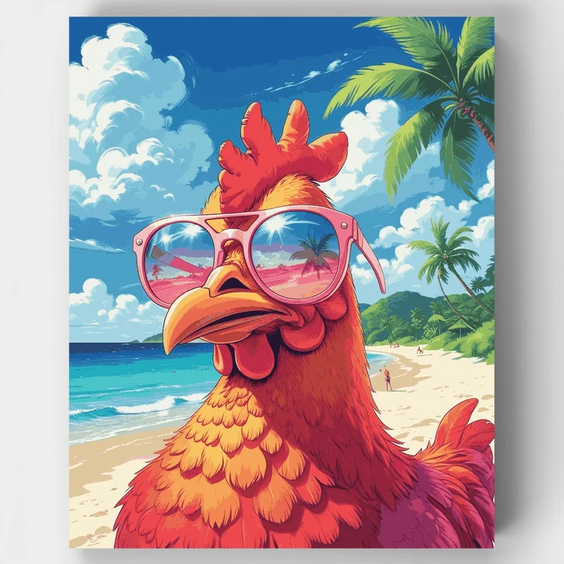 Beach Rooster - Paint by Numbers Kit