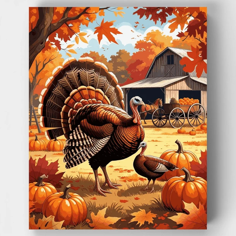 Autumn Turkey Farm - Paint by Numbers Kit