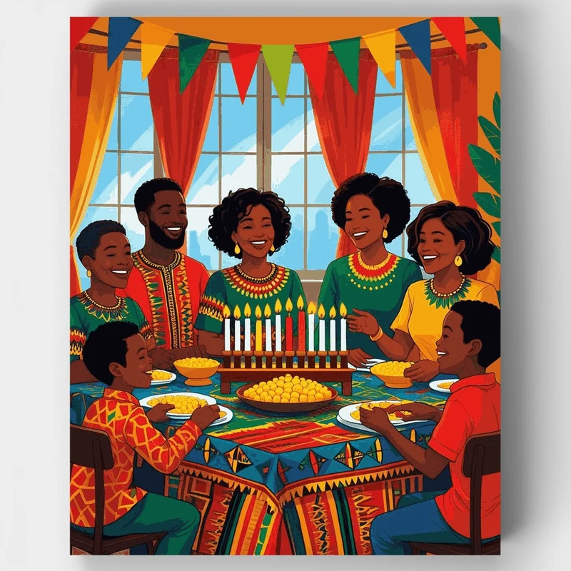 African Family Kwanzaa Celebration - Paint by Numbers Kit