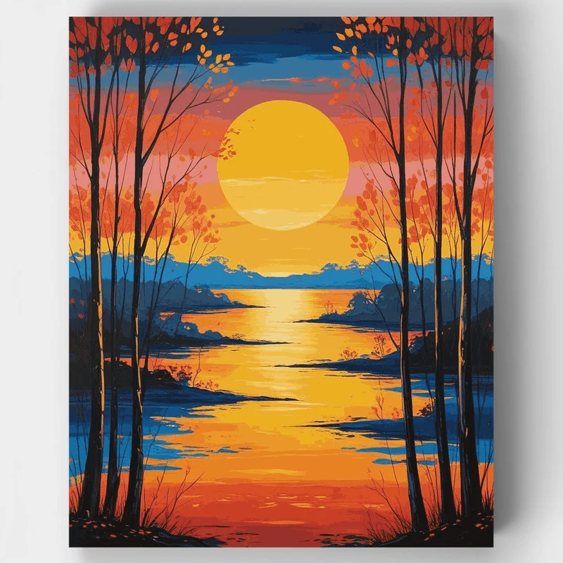 Sunset Lake Reflection - Paint by Numbers Kit