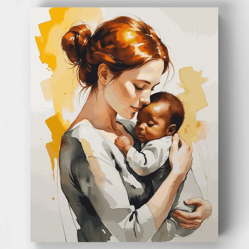 Mother and Baby Tender Embrace - Paint by Numbers Kit