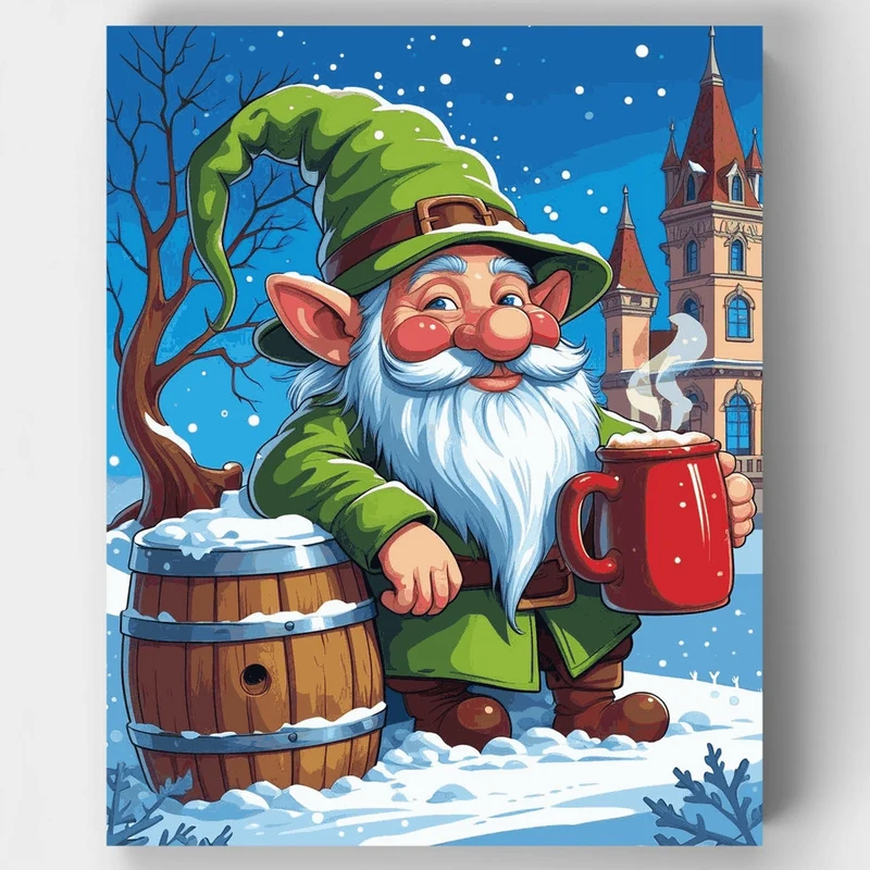 Christmas Elf with Beer Mug - Paint by Numbers Kit