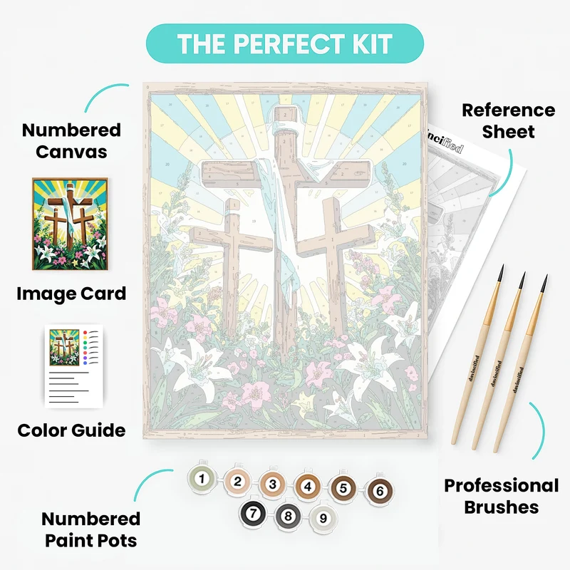 Three Crosses with Easter Lilies - Paint by Numbers Kit