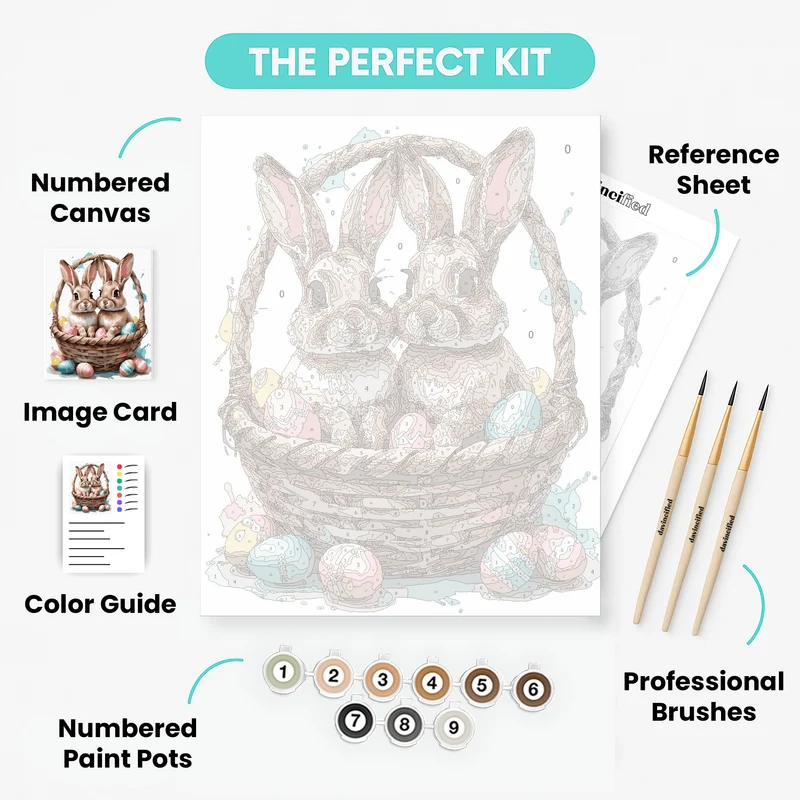 Easter Bunnies in Basket - Paint by Numbers Kit