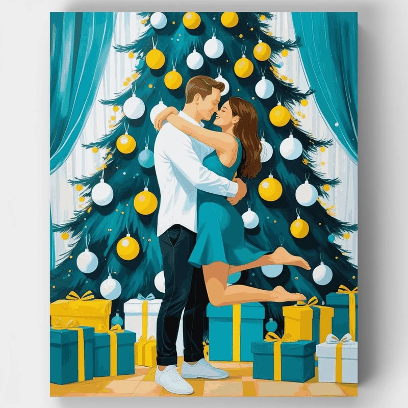 Romantic Christmas Embrace - Paint by Numbers Kit