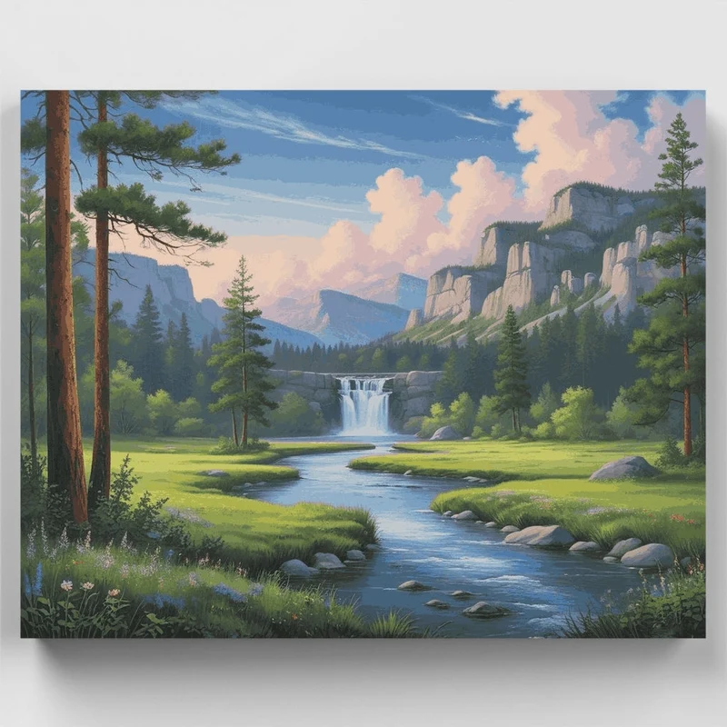 Wilderness Valley Cascade - Paint by Numbers Kit