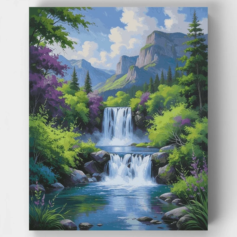 Majestic Mountain Waterfall Oasis - Paint by Numbers Kit