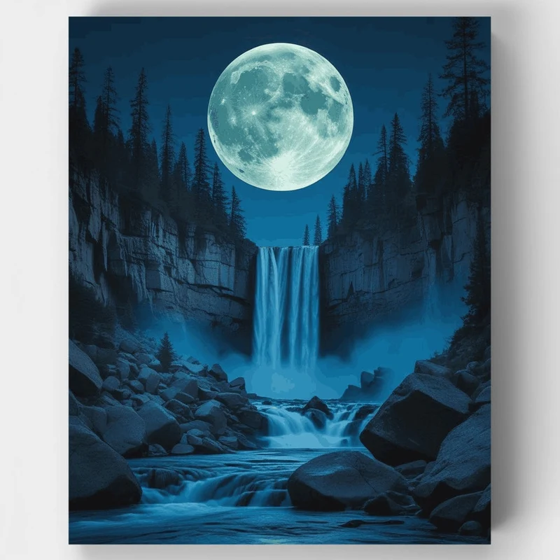 Moonlit Waterfall - Paint by Numbers Kit
