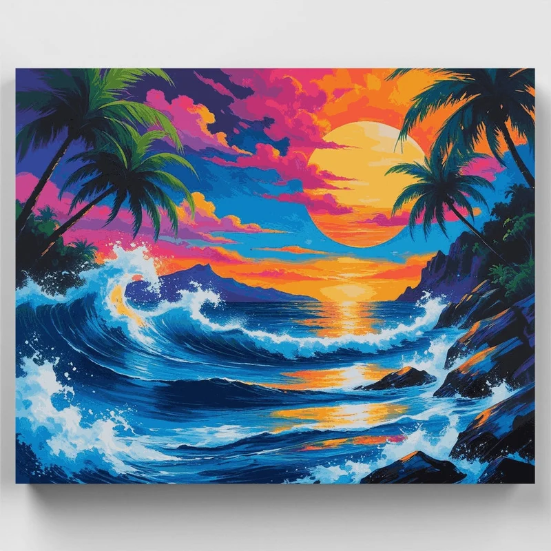 Tropical Sunset Waves - Paint by Numbers Kit