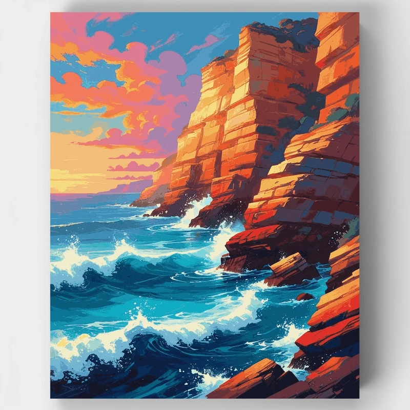 Coastal Sunset Cliffs - Paint by Numbers Kit