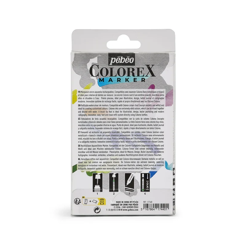 Комплект празни презареждащи се маркери Pebeo Colorex 6 бр.