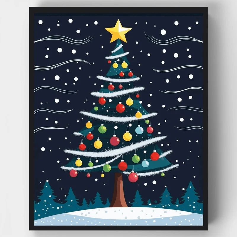 Christmas Tree with Ornaments - Paint by Numbers Kit
