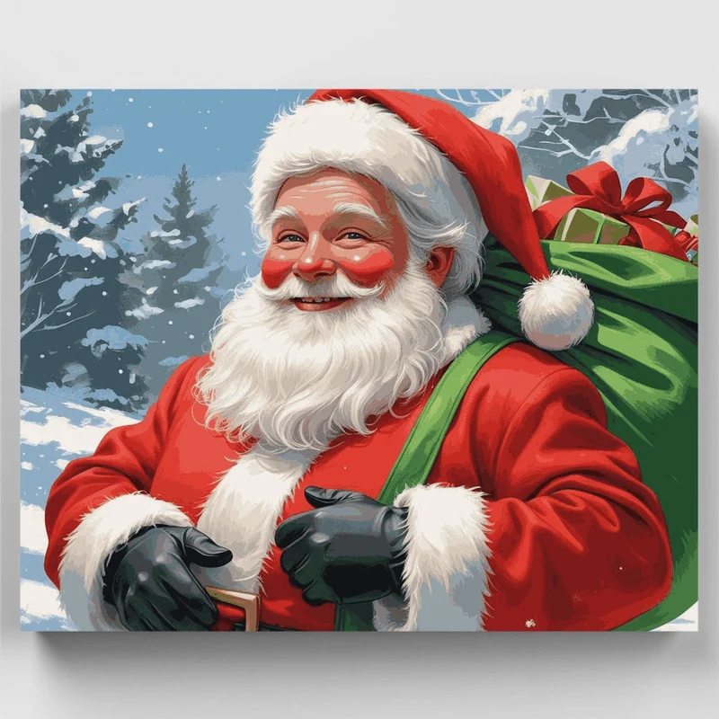 Santa Claus with Gift Bag - Paint by Numbers Kit