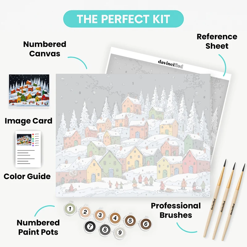 Colorful Winter Village - Paint by Numbers Kit