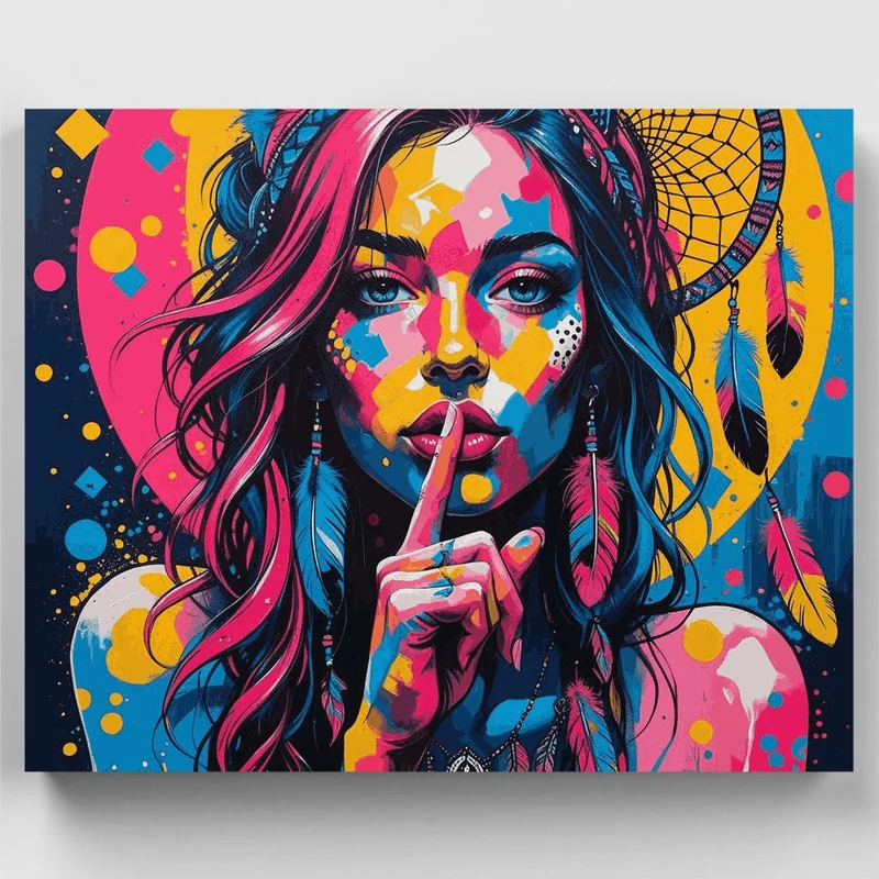 Vibrant Native American Portrait - Paint by Numbers Kit