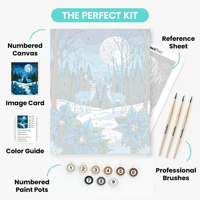 Moonlit Winter Deer - Paint by Numbers Kit