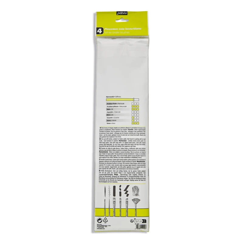 Pebeo Universal-Pinselset Golden Taklon 4-teilig flach und rund
