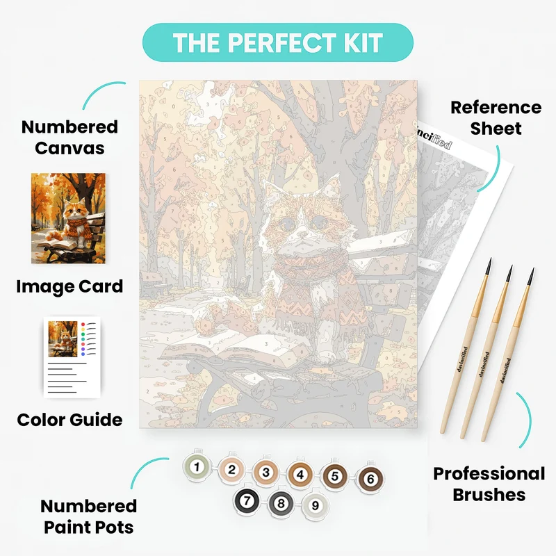 Autumn Cat with Scarf - Paint by Numbers Kit