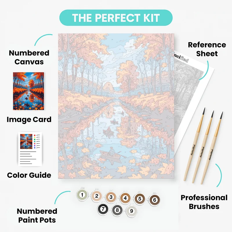 Autumn River Rowing - Paint by Numbers Kit