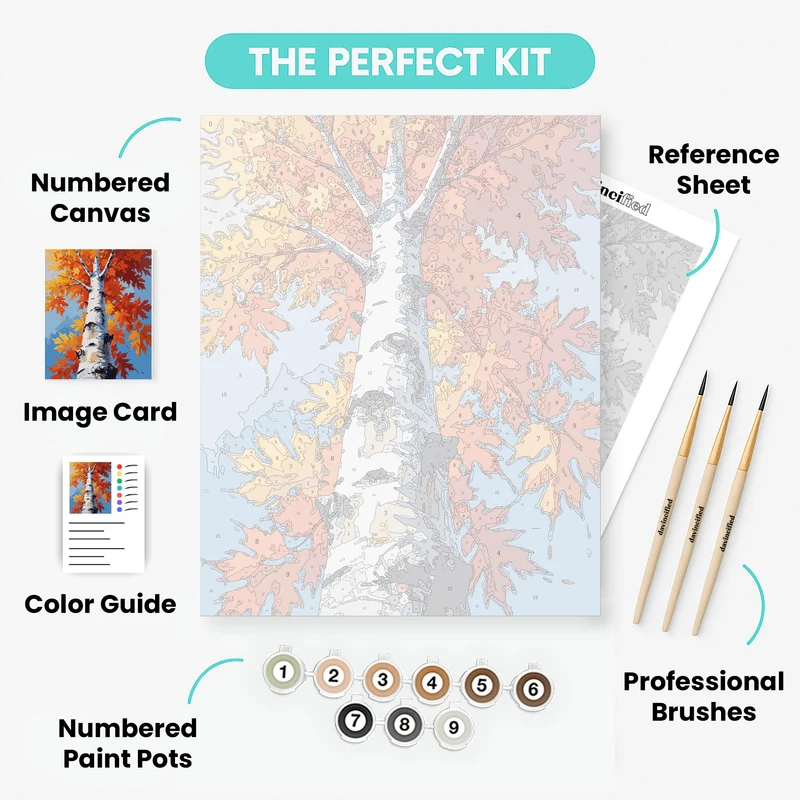 Autumn Maple Birch Tree - Paint by Numbers Kit