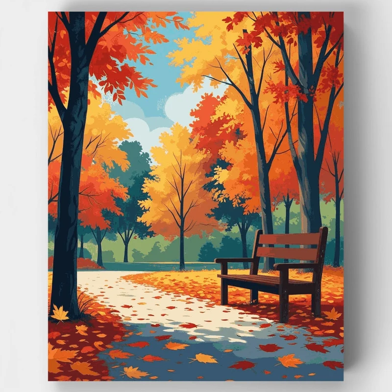 Autumn Park Pathway - Paint by Numbers Kit